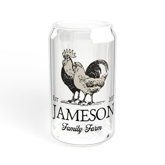 Custom Family Farm Sipper 16oz Glass Tumbler