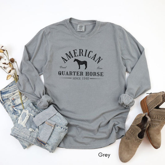 American Quarter Horse Long Sleeve Garment Dyed T-shirt