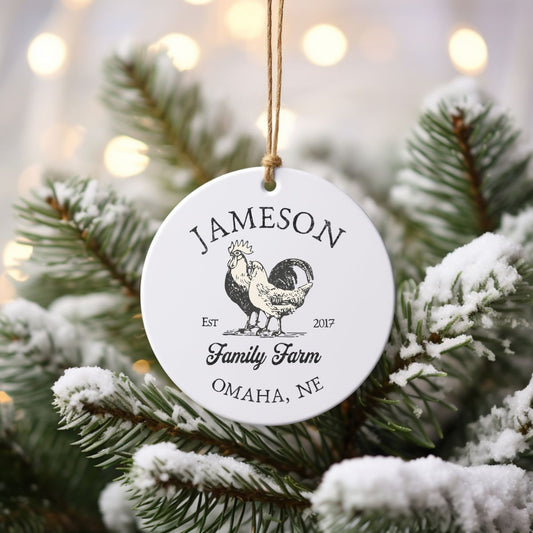 Custom Farm Ceramic Chicken Ornament