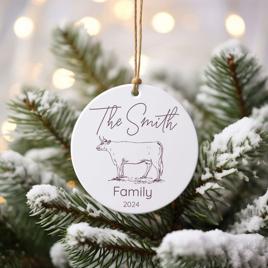 Custom Cattle Farm Ranch Ceramic Ornament