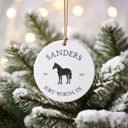 Custom Horse Farm Ranch Ceramic Ornament