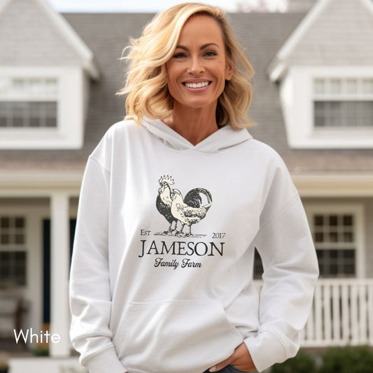 Custom Family Farm Chicken Rooster Unisex Hooded Sweatshirt