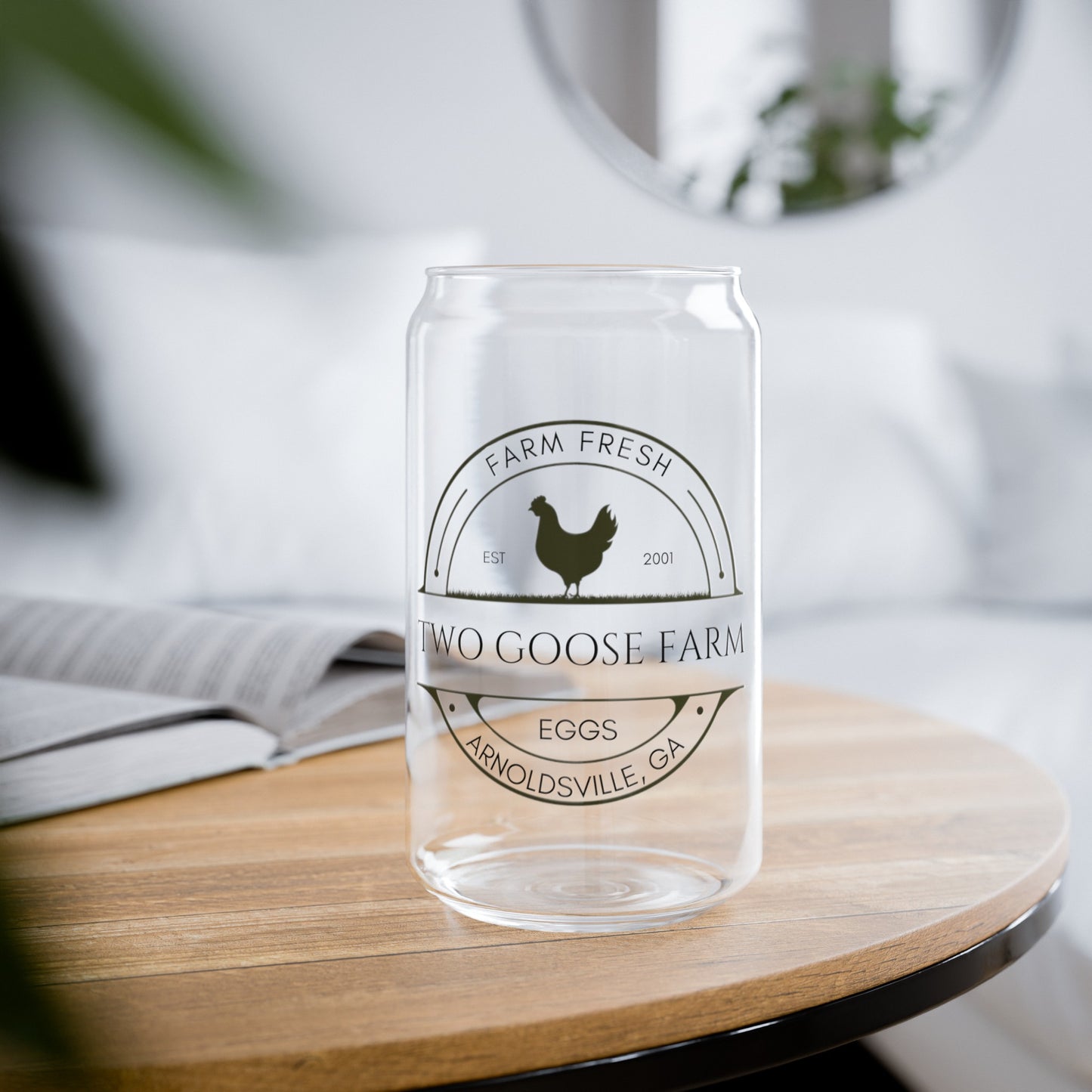 Custom Egg Farm Sipper 16oz Glass Tumbler