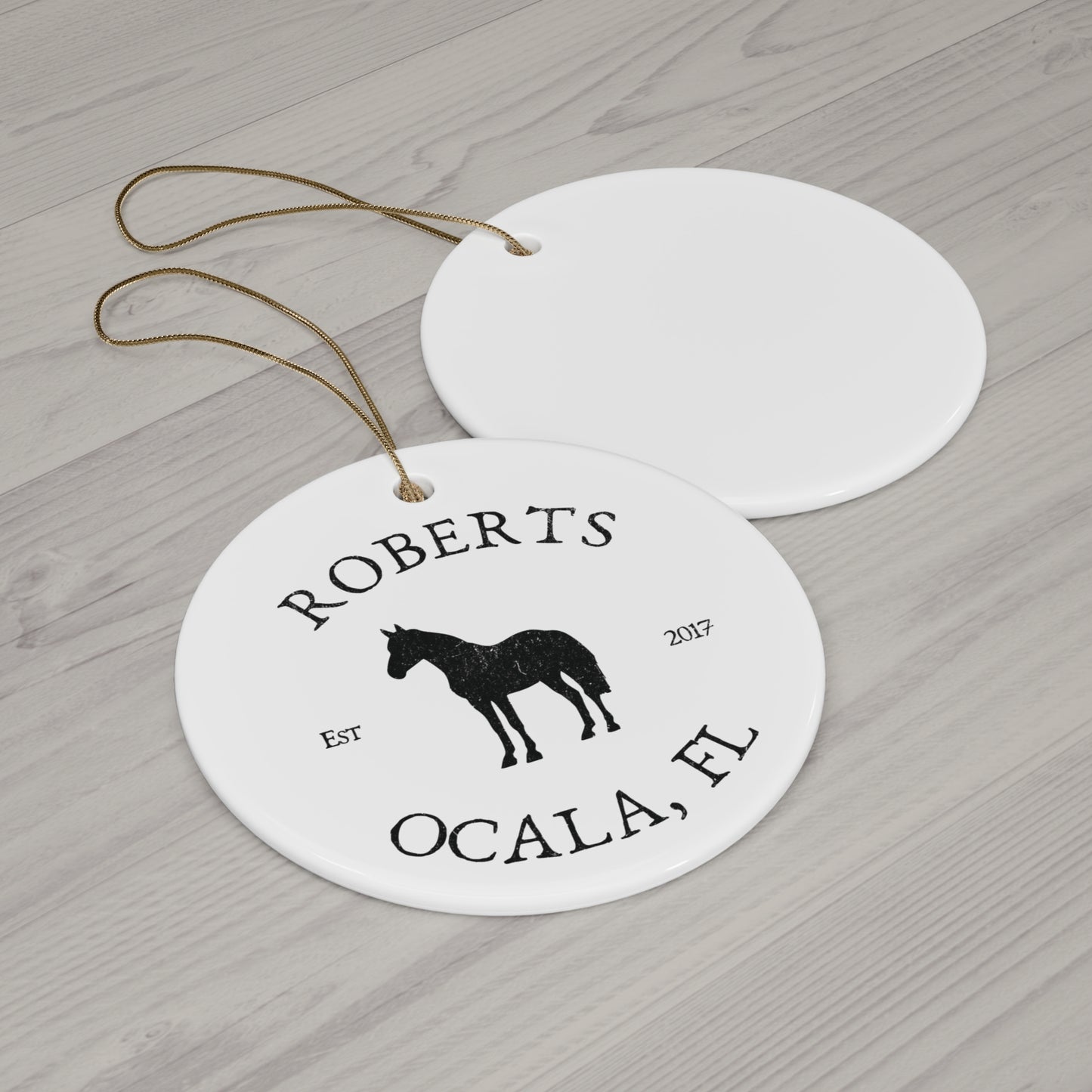 Custom Horse Farm Ranch Ceramic Ornament
