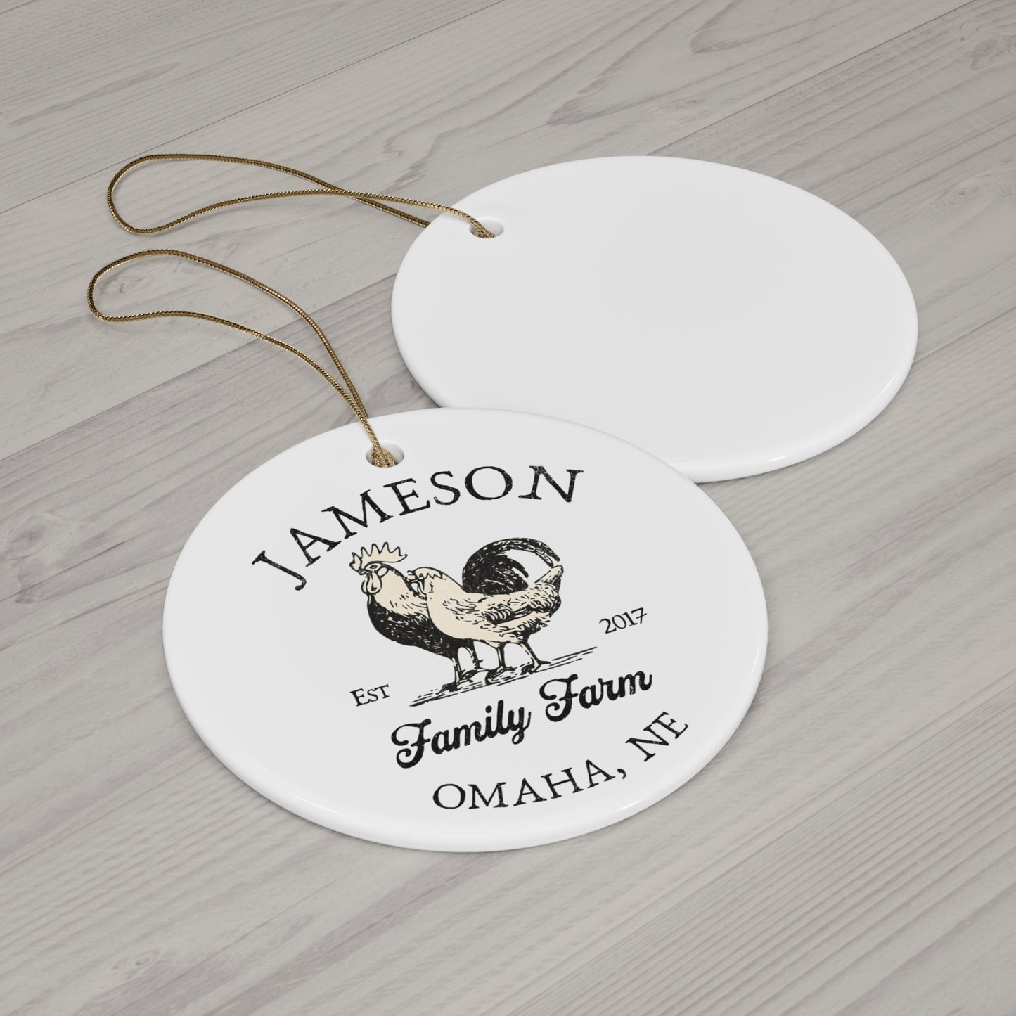 Custom Farm Ceramic Chicken Ornament