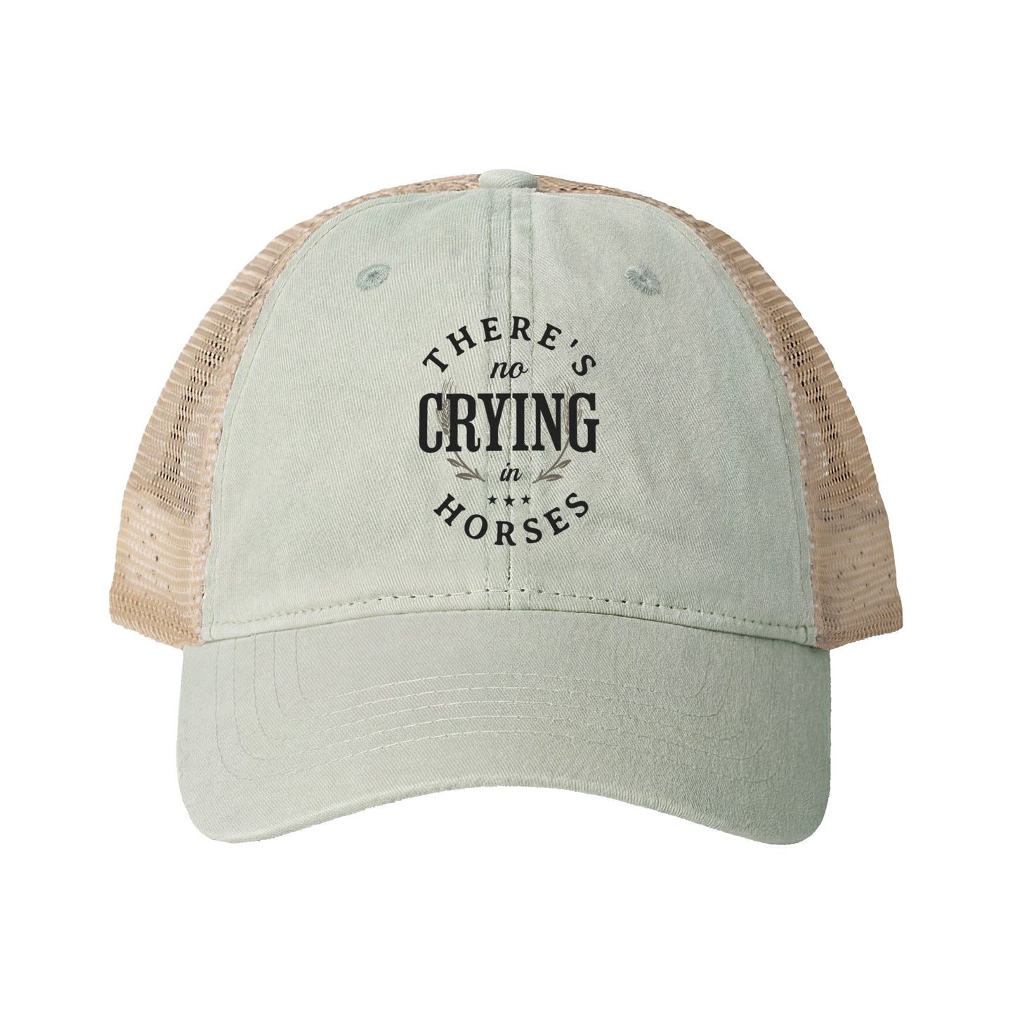 There's No Crying in Horses - Women's Washed Twill Mesh-Back Baseball Cap