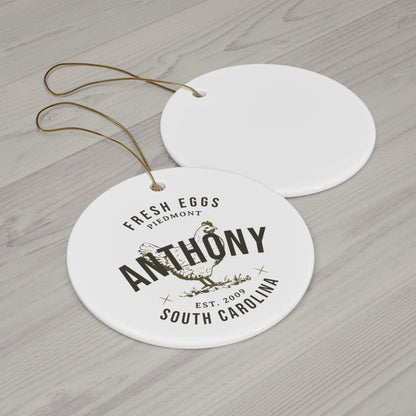 Custom Egg Farm Ceramic Ornament