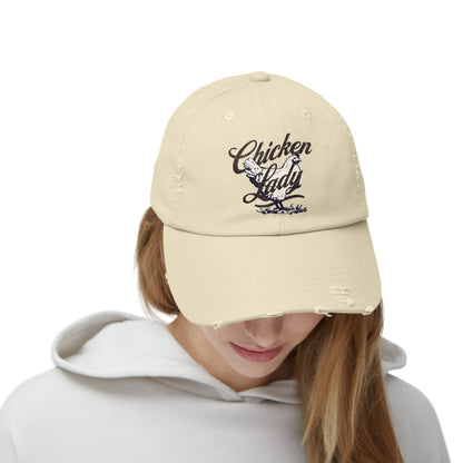 Chicken Lady Unisex Distressed Cotton Twill Baseball Cap