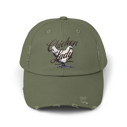 Chicken Lady Unisex Distressed Cotton Twill Baseball Cap