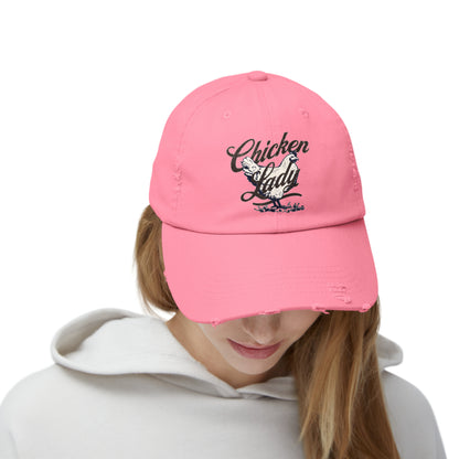 Chicken Lady Unisex Distressed Cotton Twill Baseball Cap