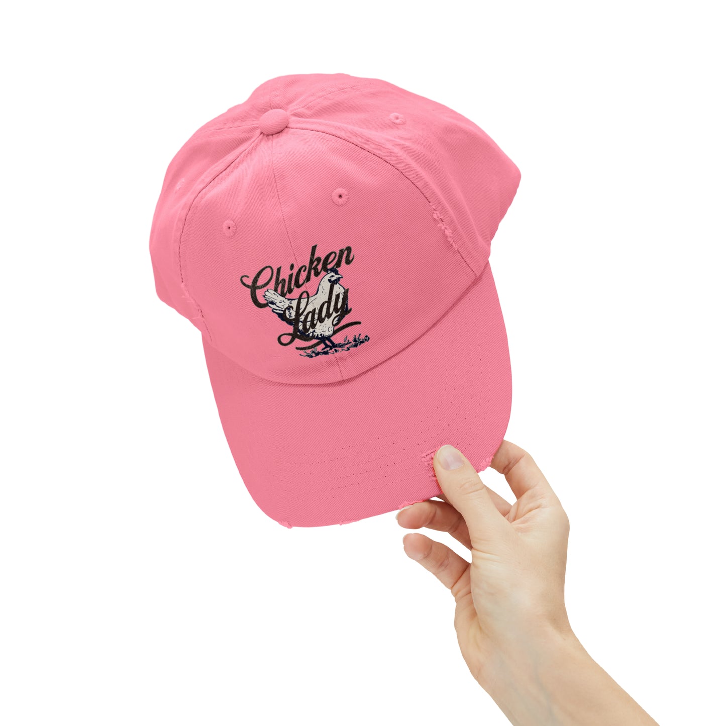 Chicken Lady Unisex Distressed Cotton Twill Baseball Cap