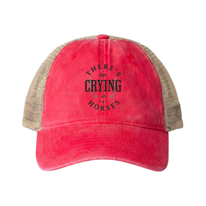 There's No Crying in Horses - Women's Washed Twill Mesh-Back Baseball Cap