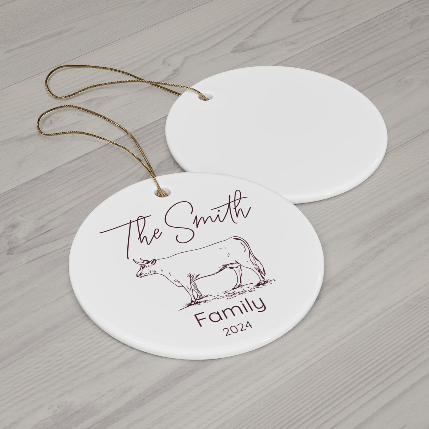 Custom Cattle Farm Ranch Ceramic Ornament