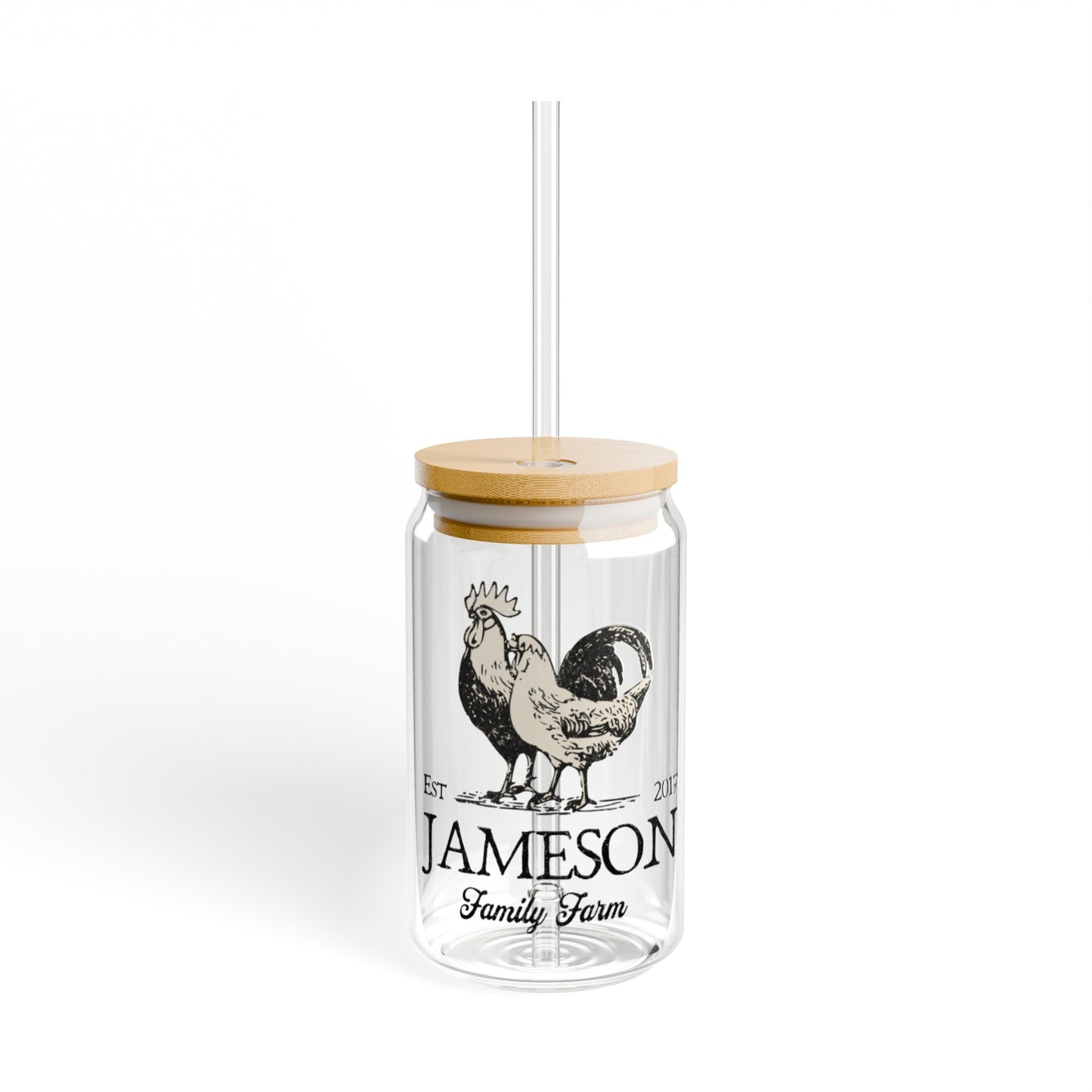Custom Family Farm Sipper 16oz Glass Tumbler