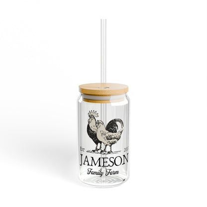 Custom Family Farm Sipper 16oz Glass Tumbler