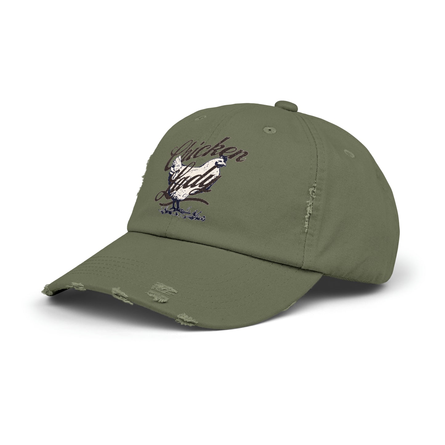 Chicken Lady Unisex Distressed Cotton Twill Baseball Cap