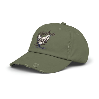 Chicken Lady Unisex Distressed Cotton Twill Baseball Cap