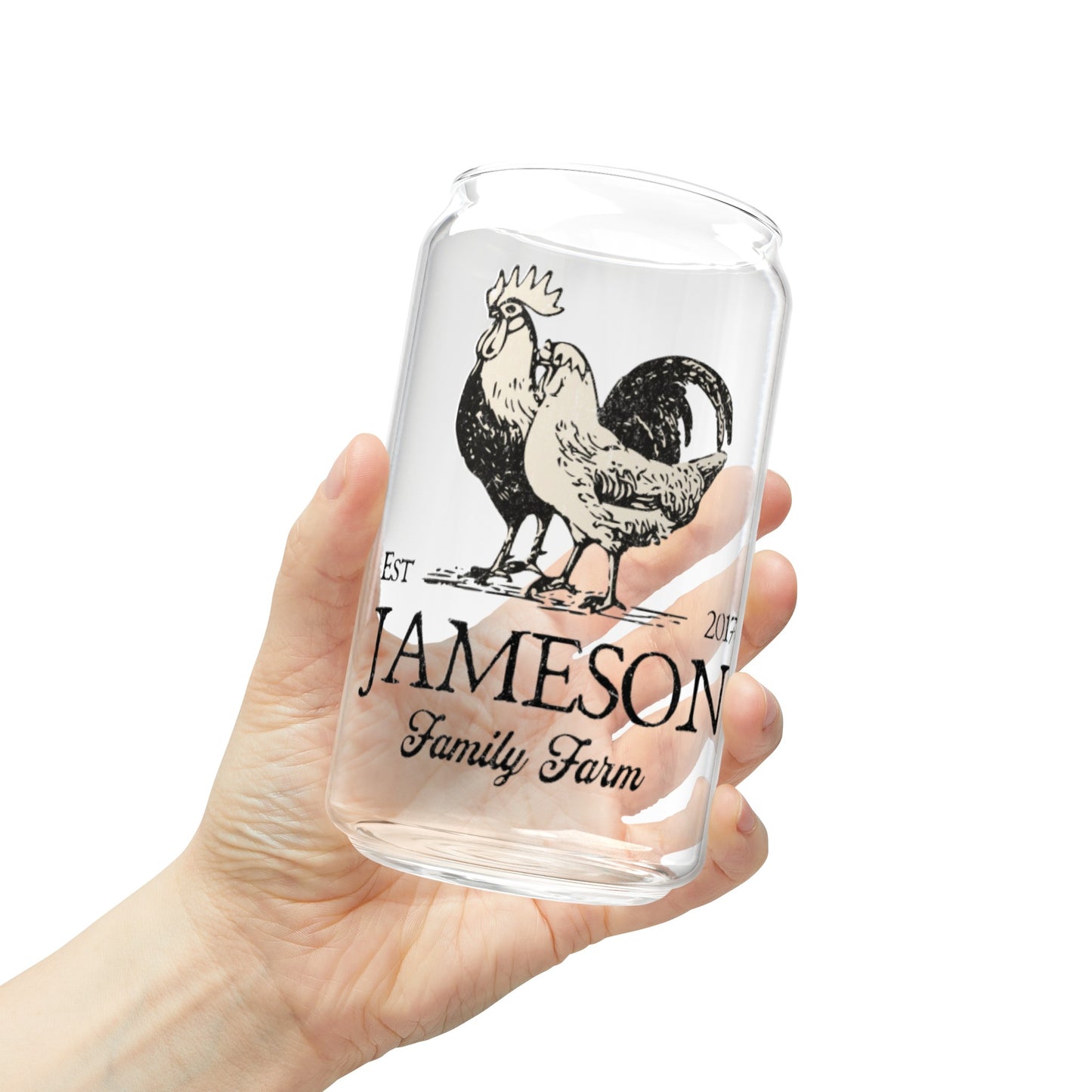 Custom Family Farm Sipper 16oz Glass Tumbler