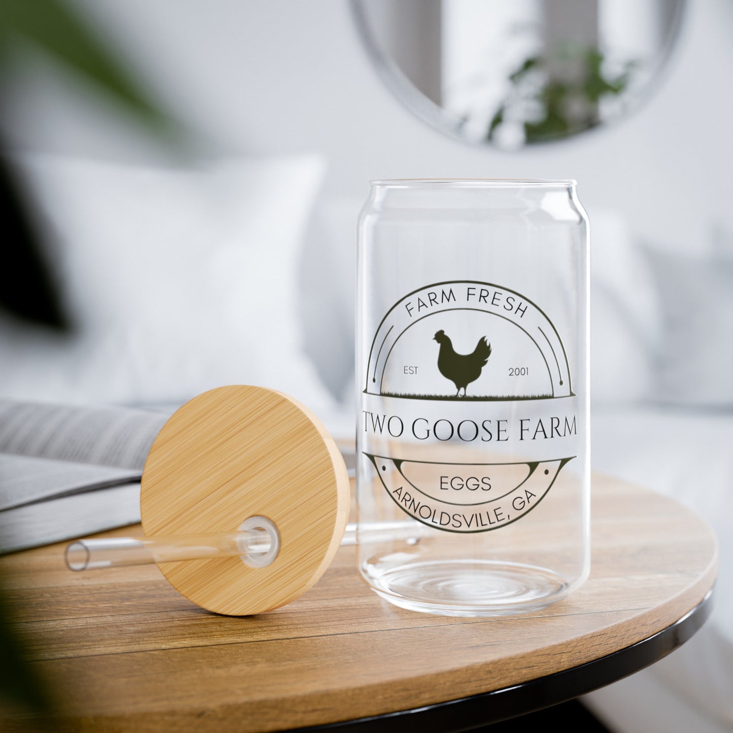 Custom Egg Farm Sipper 16oz Glass Tumbler