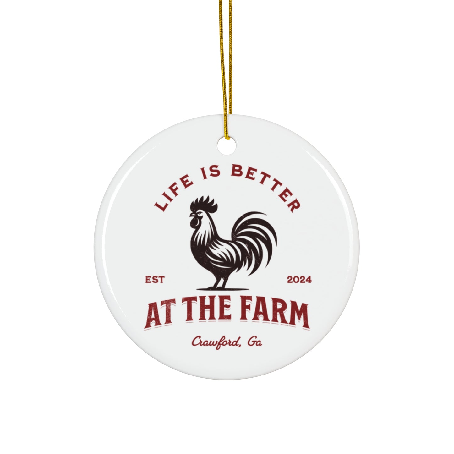 Custom Farm Ceramic Rooster Ornament