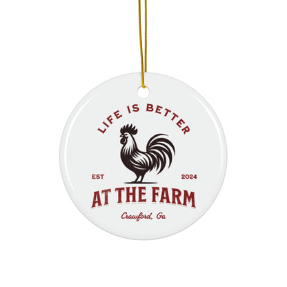 Custom Farm Ceramic Rooster Ornament