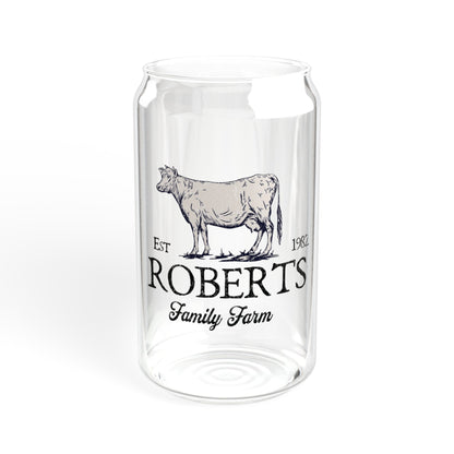 Custom Family Farm Sipper Glass Cow Version 16oz Tumbler