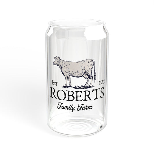 Custom Family Farm Sipper Glass Cow Version 16oz Tumbler
