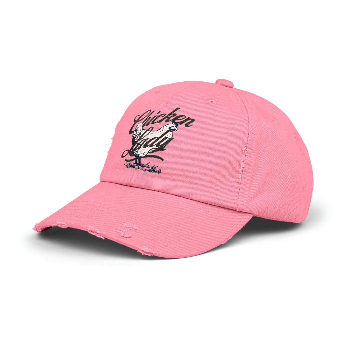 Chicken Lady Unisex Distressed Cotton Twill Baseball Cap