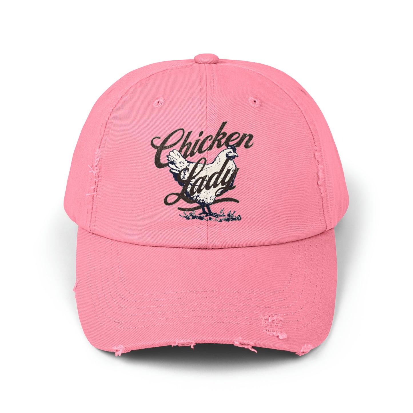 Chicken Lady Unisex Distressed Cotton Twill Baseball Cap
