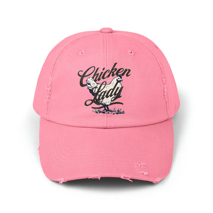 Chicken Lady Unisex Distressed Cotton Twill Baseball Cap