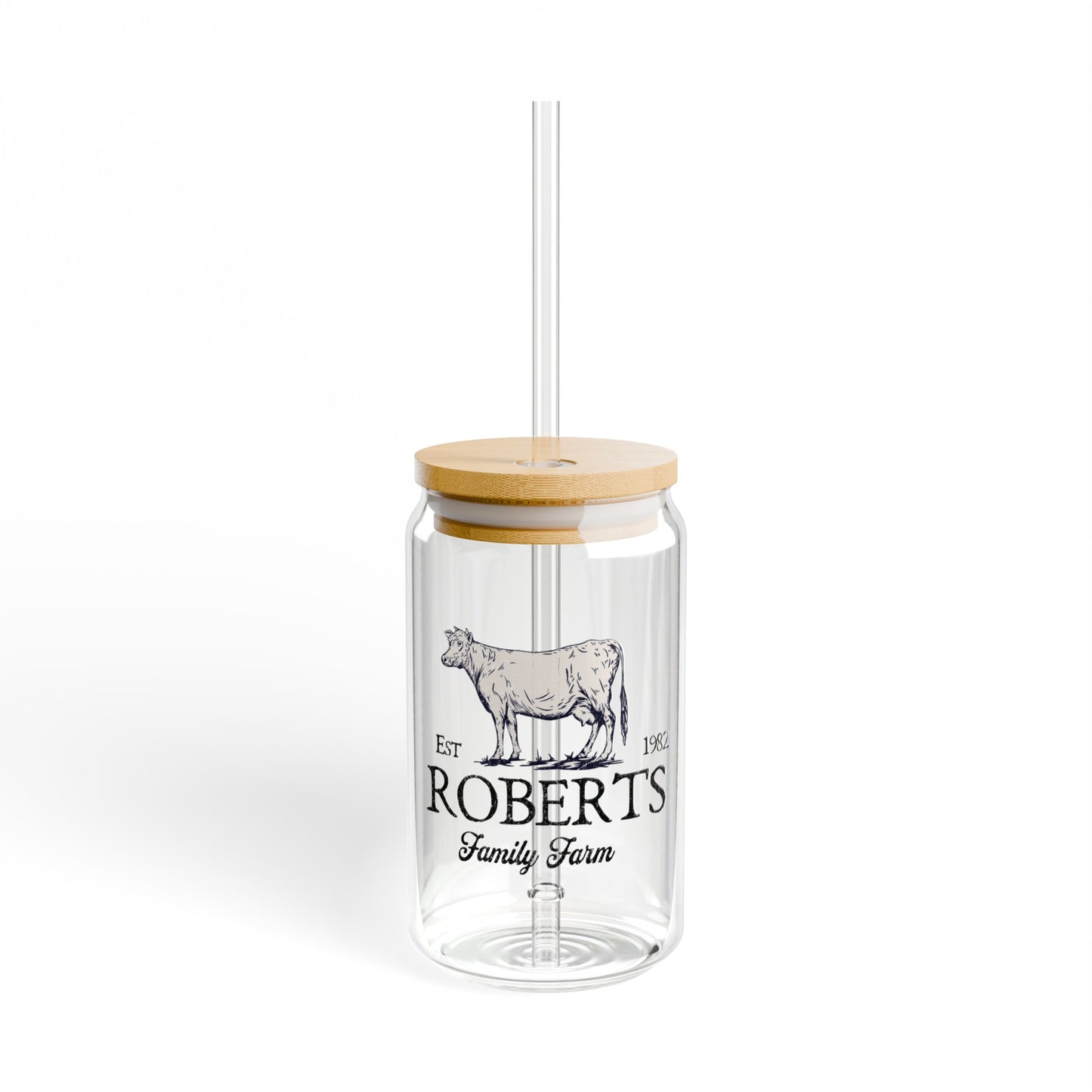 Custom Family Farm Sipper Glass Cow Version 16oz Tumbler