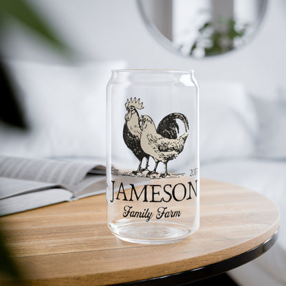 Custom Family Farm Sipper 16oz Glass Tumbler