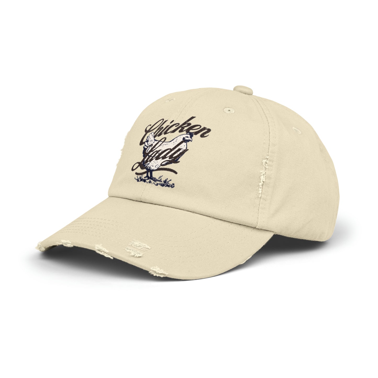 Chicken Lady Unisex Distressed Cotton Twill Baseball Cap
