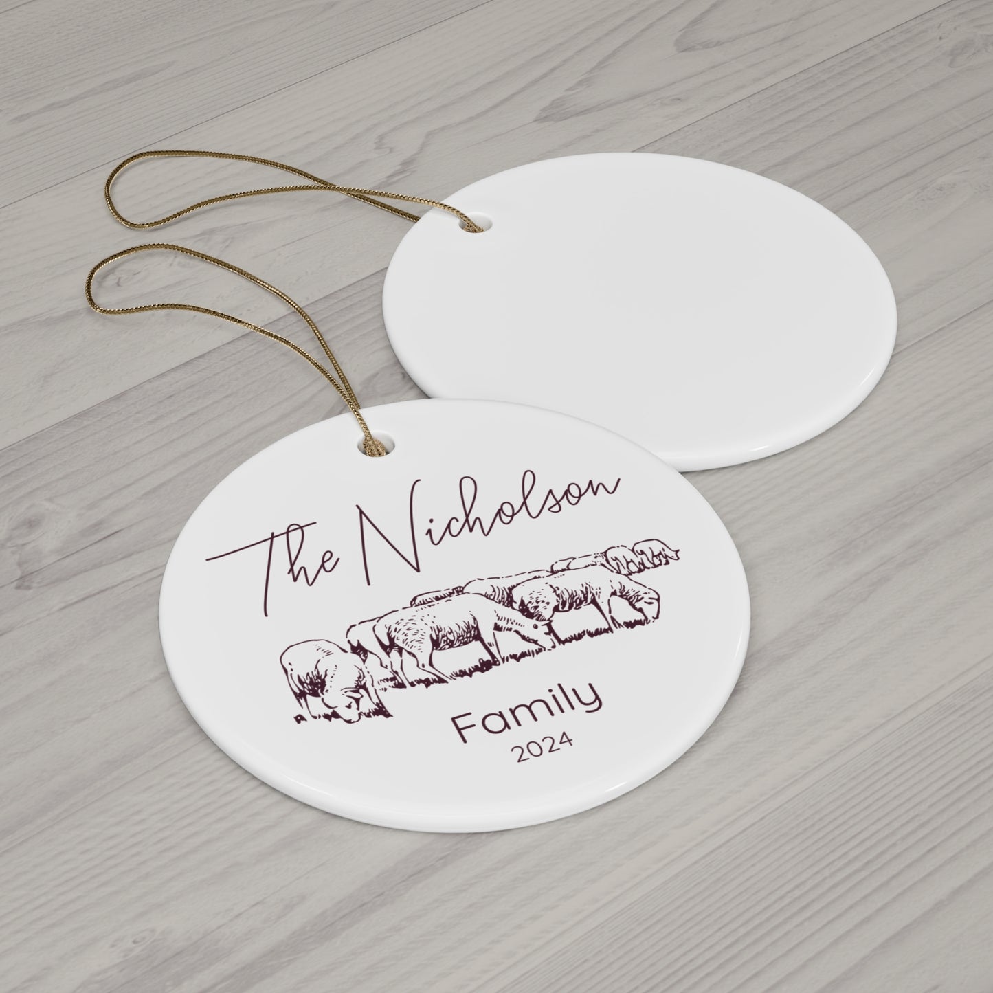 Custom Sheep Farm Ceramic Ornament