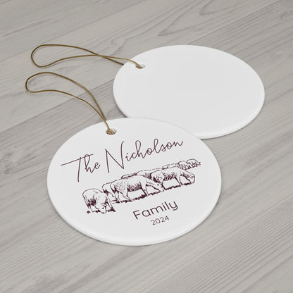 Custom Sheep Farm Ceramic Ornament