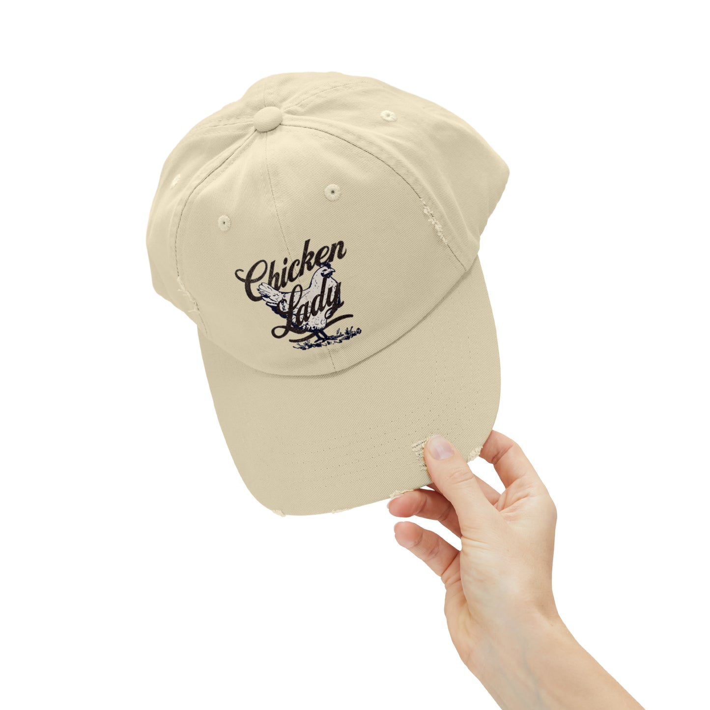 Chicken Lady Unisex Distressed Cotton Twill Baseball Cap