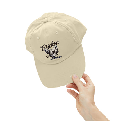 Chicken Lady Unisex Distressed Cotton Twill Baseball Cap