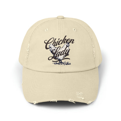Chicken Lady Unisex Distressed Cotton Twill Baseball Cap