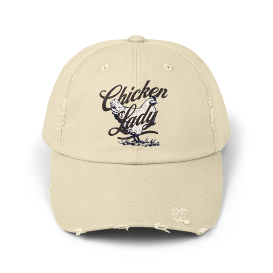 Chicken Lady Unisex Distressed Cotton Twill Baseball Cap