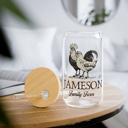 Custom Family Farm Sipper 16oz Glass Tumbler