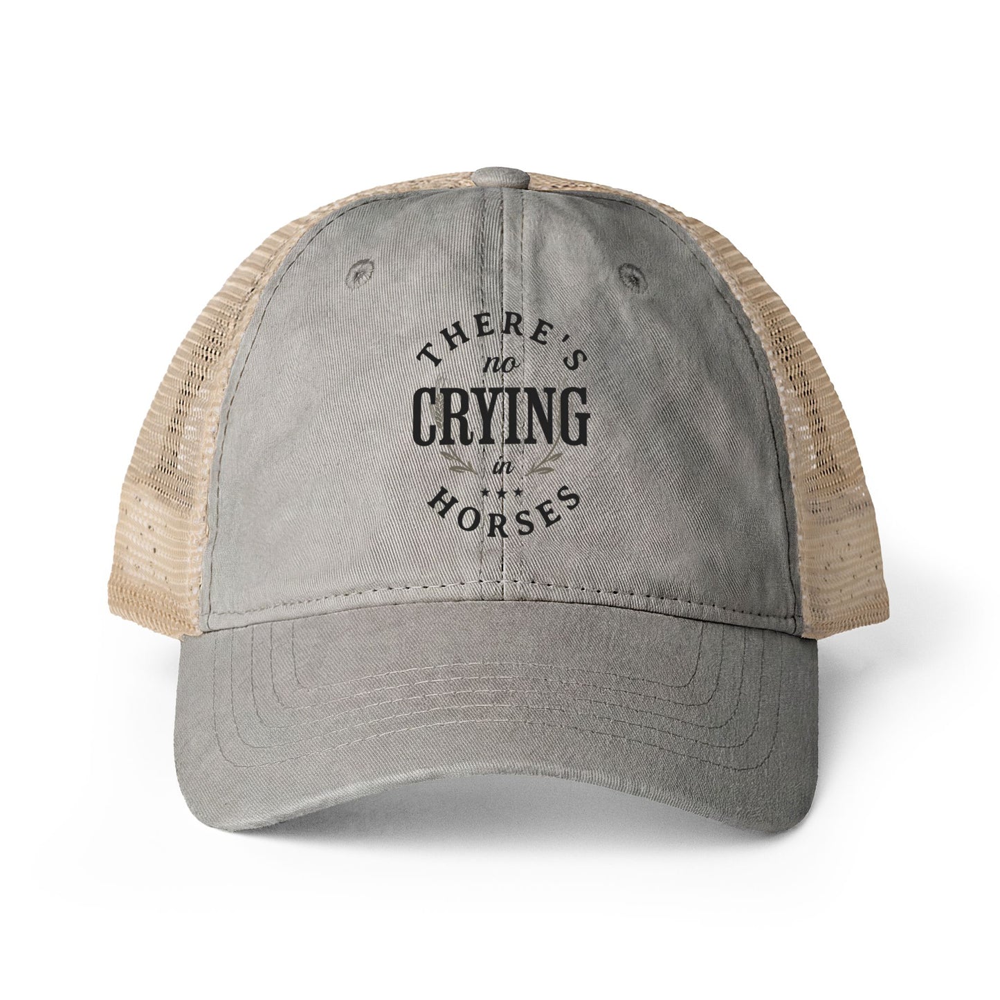 There's No Crying in Horses - Women's Washed Twill Mesh-Back Baseball Cap