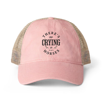 There's No Crying in Horses - Women's Washed Twill Mesh-Back Baseball Cap