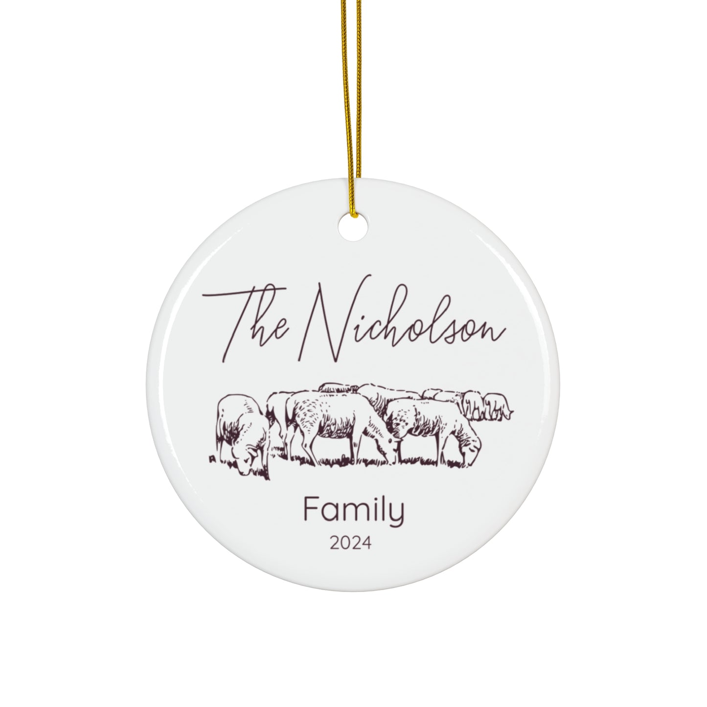 Custom Sheep Farm Ceramic Ornament