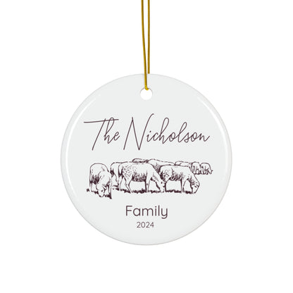 Custom Sheep Farm Ceramic Ornament