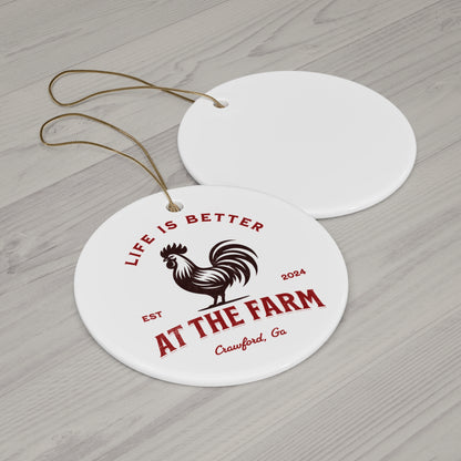 Custom Farm Ceramic Rooster Ornament