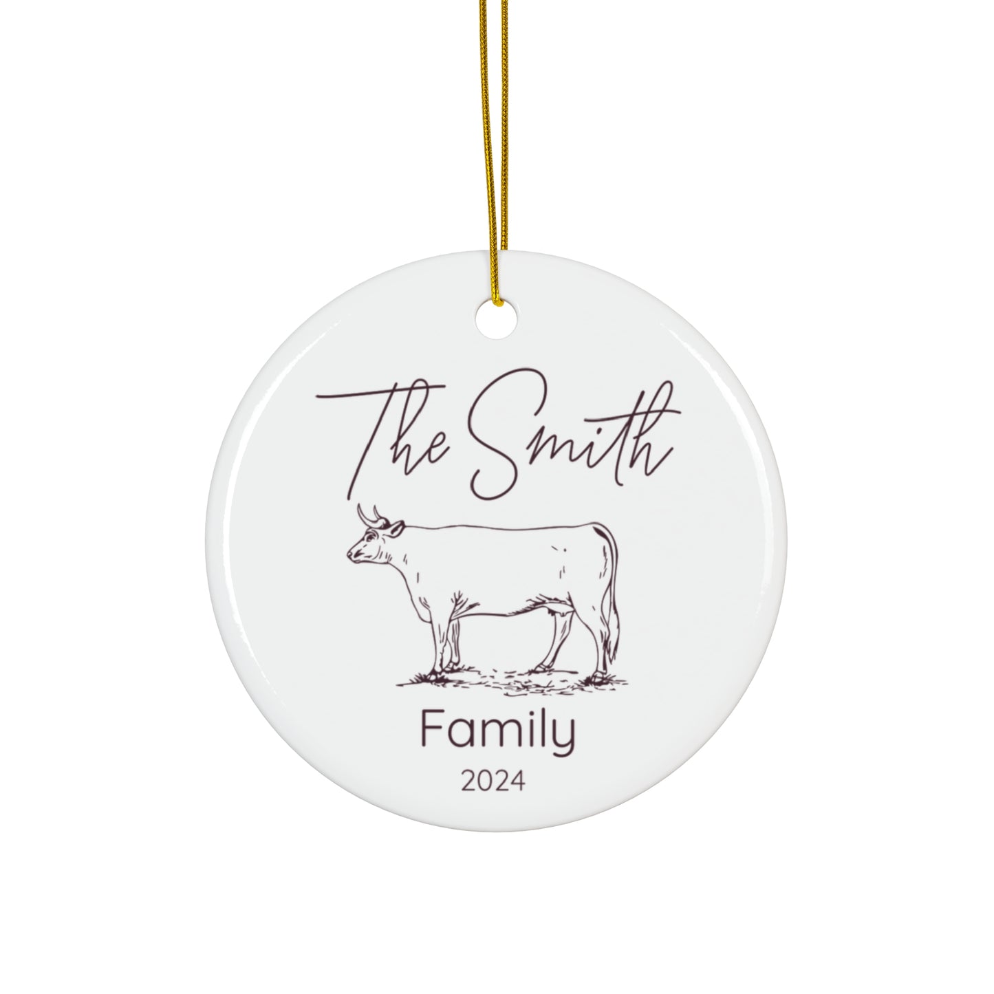 Custom Cattle Farm Ranch Ceramic Ornament