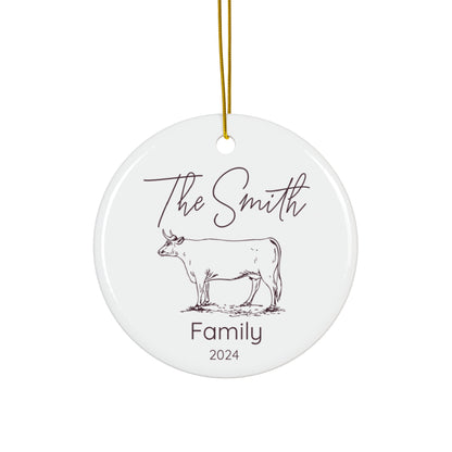 Custom Cattle Farm Ranch Ceramic Ornament