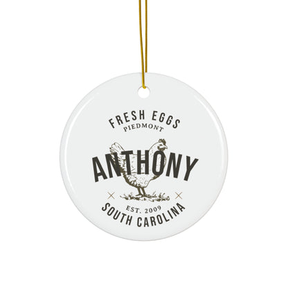 Custom Egg Farm Ceramic Ornament