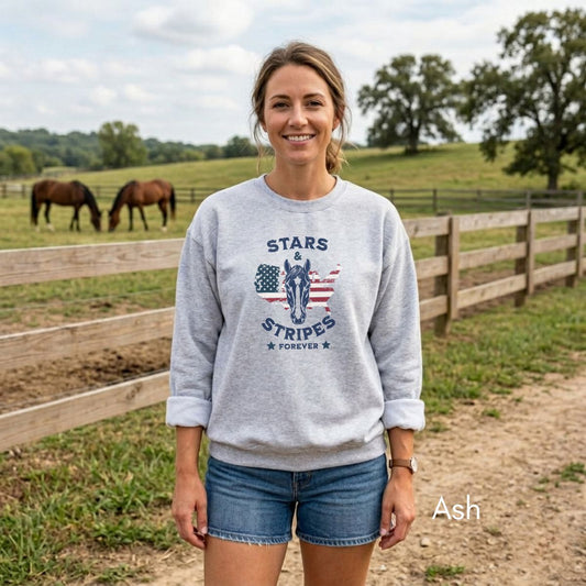 Stars & Stripes Forever - Patriotic Horse Lover Unisex Crewneck Sweatshirt