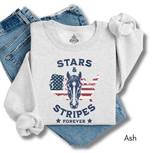 Stars & Stripes Forever - Patriotic Horse Lover Unisex Crewneck Sweatshirt